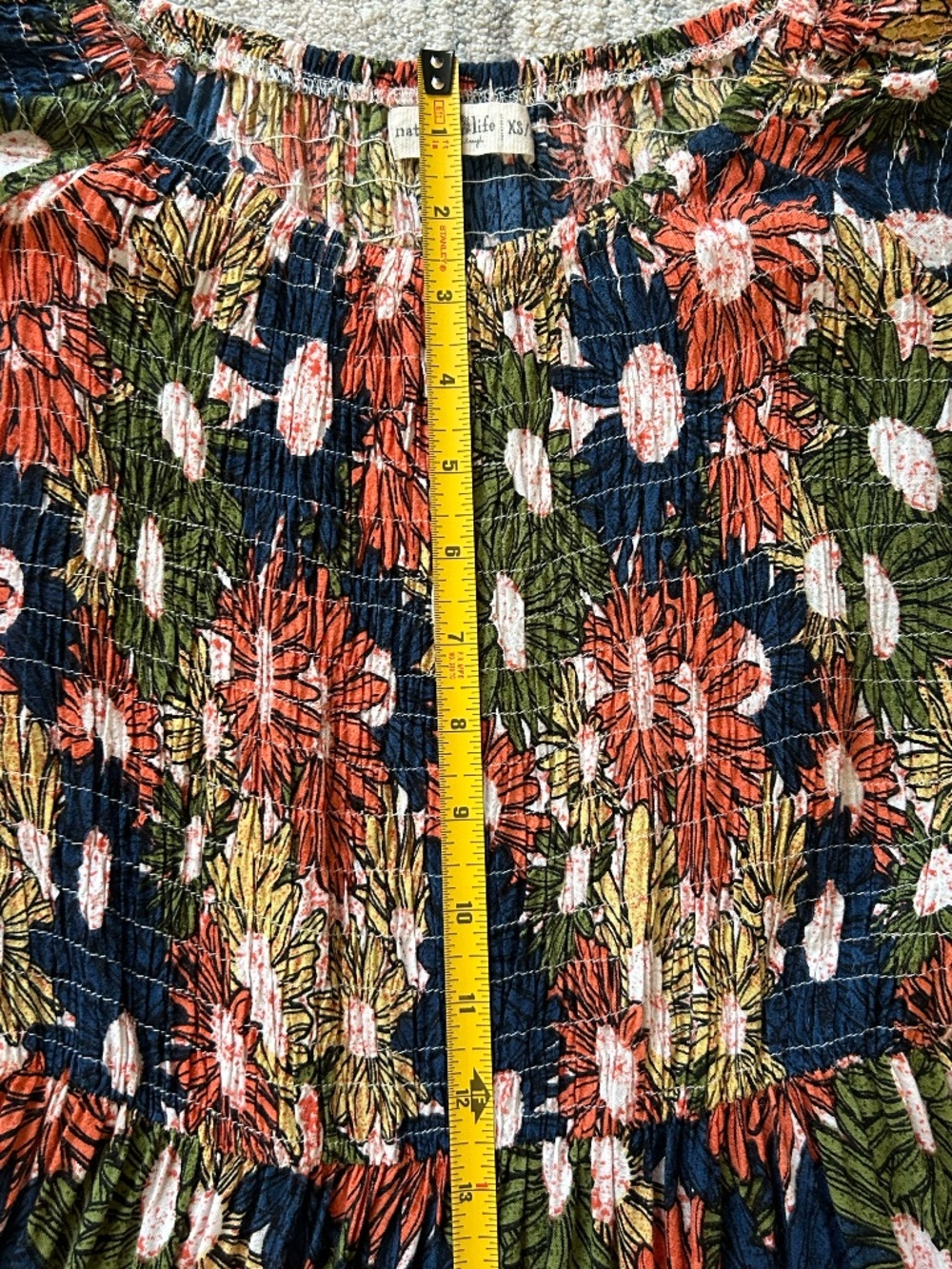 Natural Life Daisy Tiered Midi Dress - Navy Yellow Floral XS/S - Picture 3 of 8
